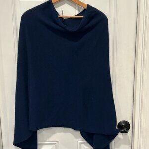 Charter Club Women’s 100% Cashmere Luxury Pullover Poncho -Blue- one size